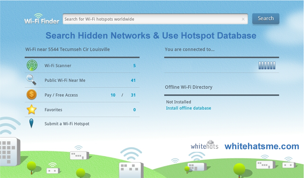 Search Hidden Networks & Use Hotspot Database-wireless network solutions-WhitehatsMe
